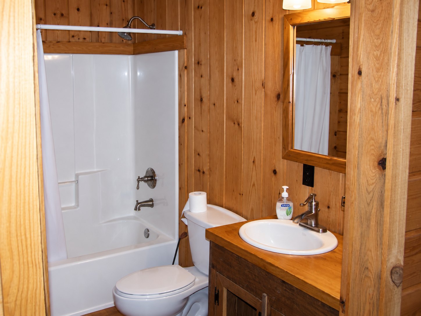 Bathroom inside Kindling Trail Cabin